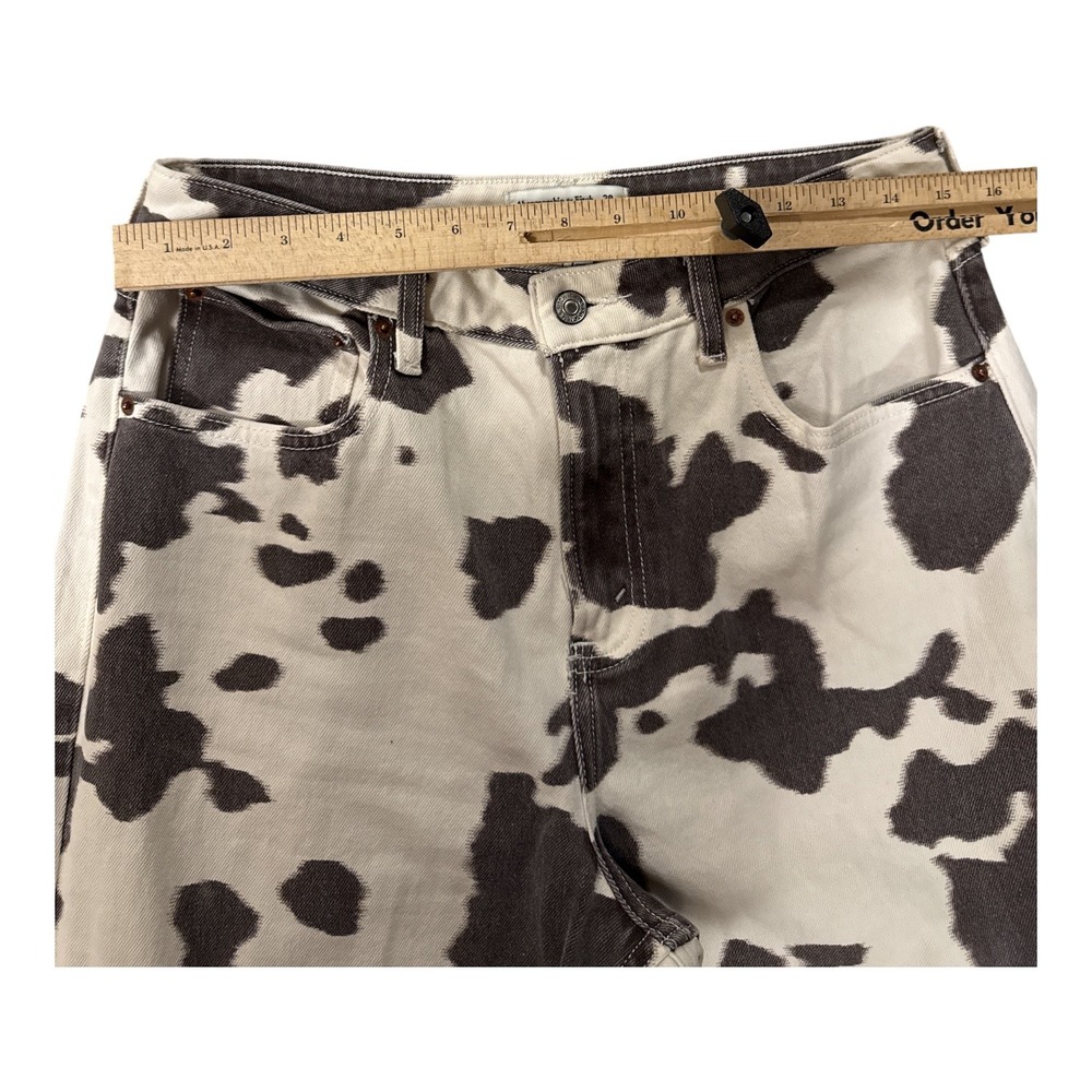 Abercrombie & Fitch Cow Print Straight Leg Jeans - Black and Cream - Picture 4 of 9